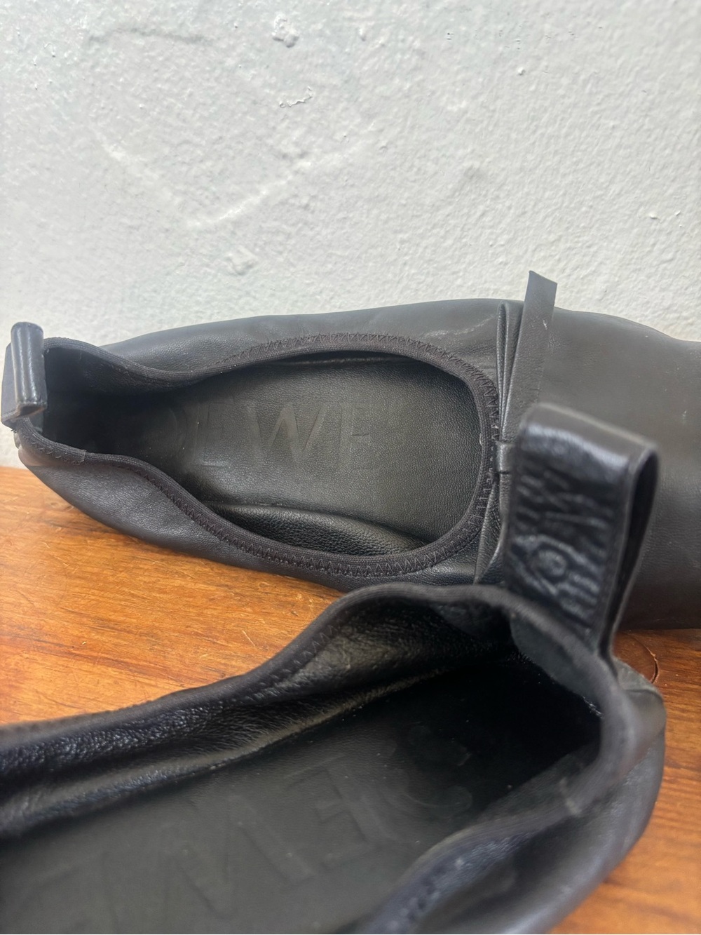 Loewe black leather square toe ballet flats 41 - Picture 4 of 7